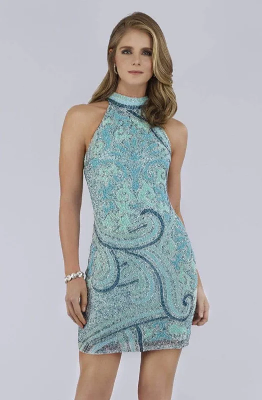 Lara Dresses - 29719 Bead Embellished High Halter Cocktail Dress