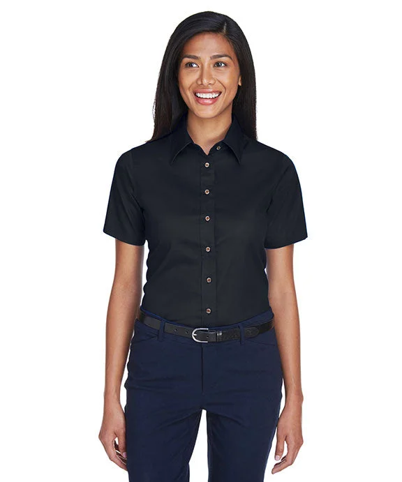 M500SW - Harriton Ladies Easy Blend™ Short-Sleeve Twill Shirt with Stain-Release