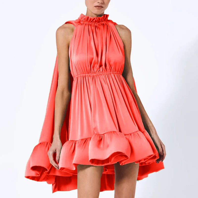 Designed Ruffled Short A Line Dresses