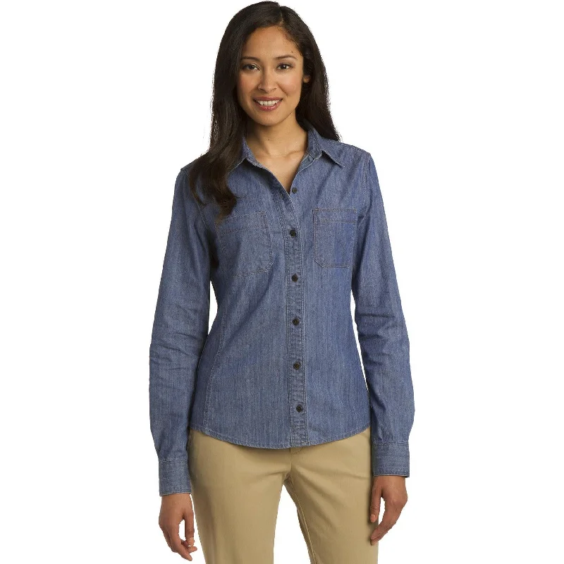 CLOSEOUT - Port Authority Ladies Patch Pockets Denim Shirt