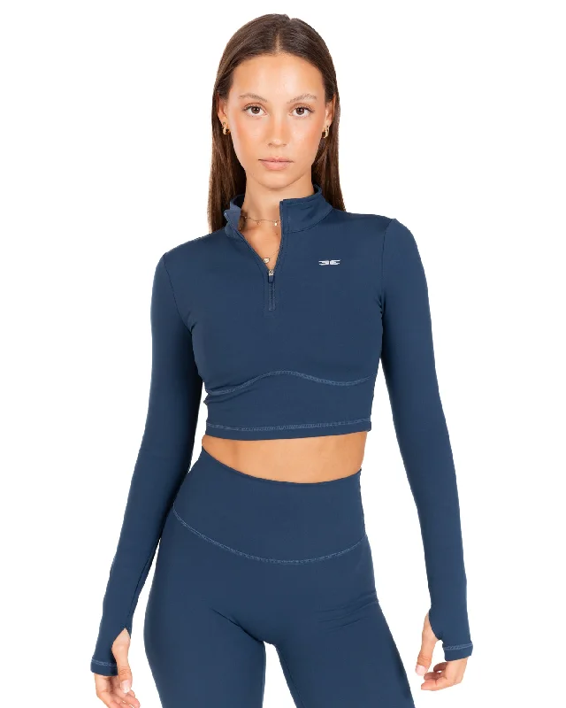 Auraluxe Crop Long Sleeve - Navy