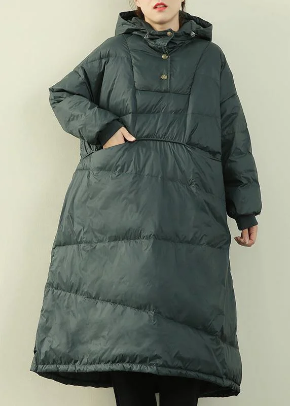 New plus size clothing Puffers Jackets green hooded Button Down goose Down coat