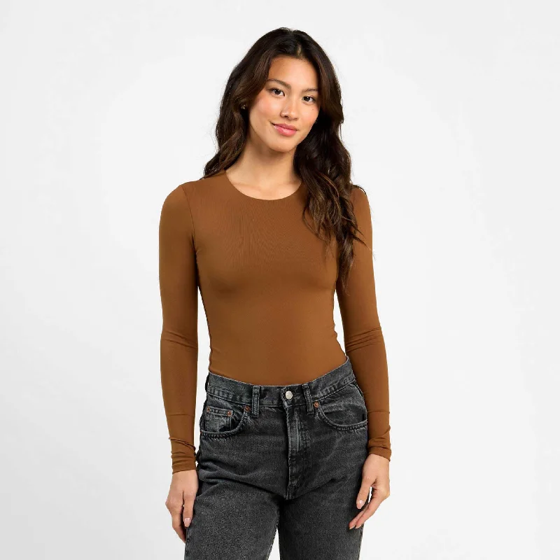 Long Sleeve Crewneck Bodysuit | Chocolate