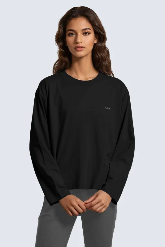 W Moon Tee Short Oversize Long-Sleeve - Black