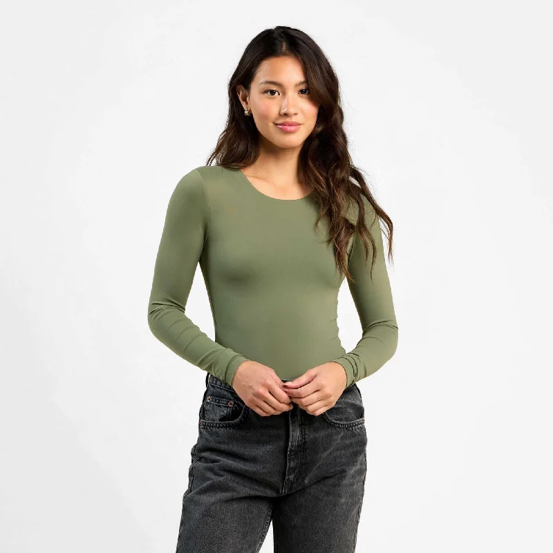 Long Sleeve Crewneck Bodysuit | Olive