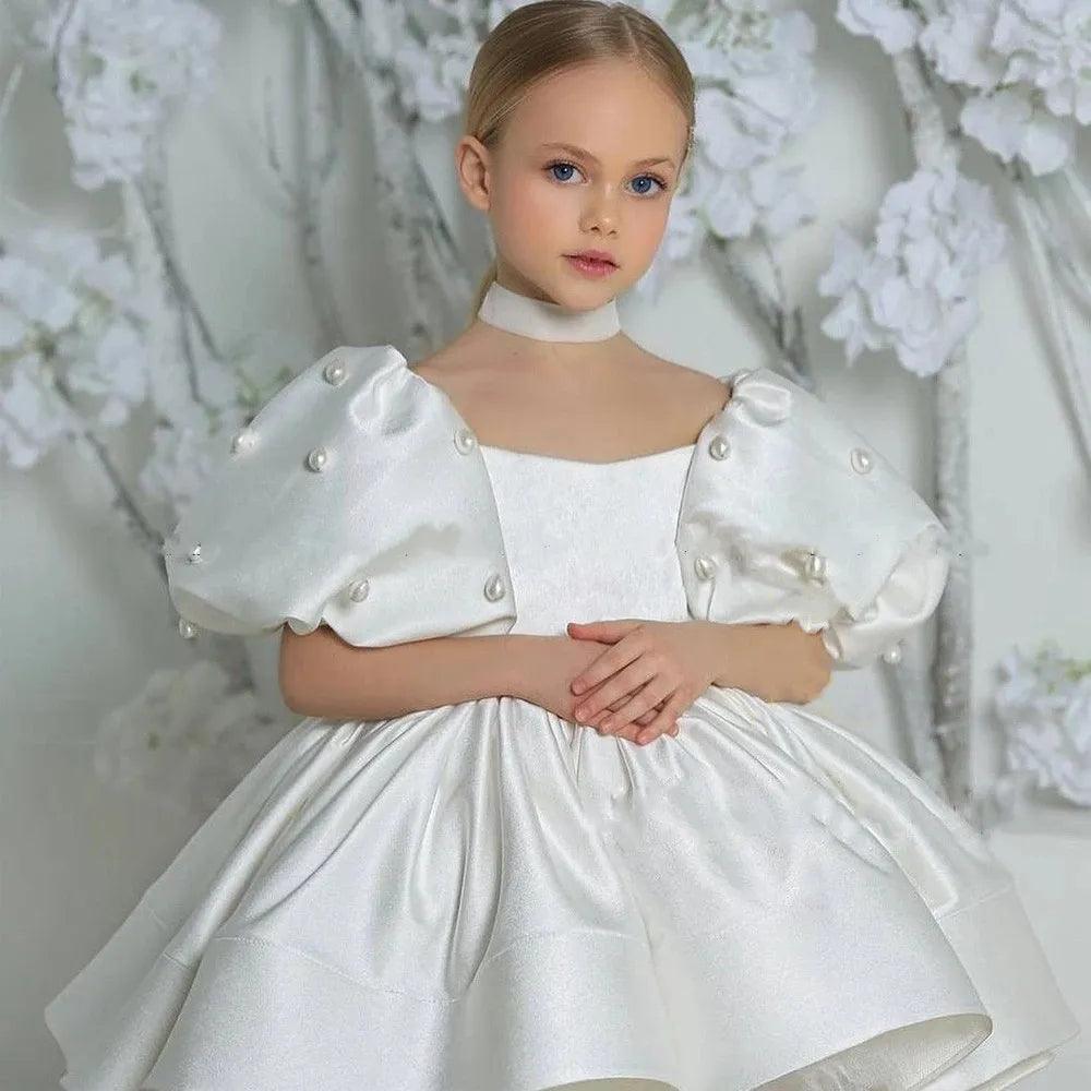 Scoop Neck Puff Skirt Flower Girl Dress