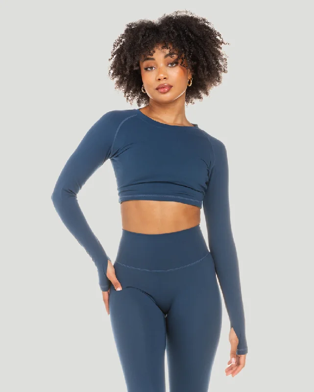 Aura Crop Long Sleeve - Navy