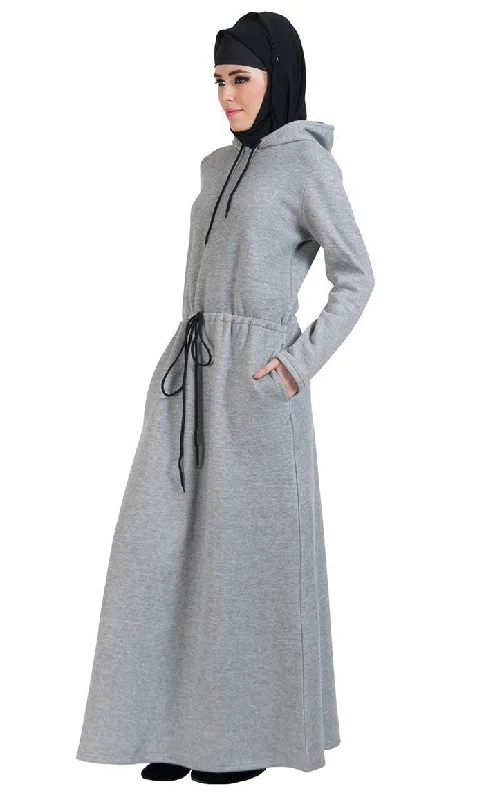 Hoodie style activewear casual abaya dress