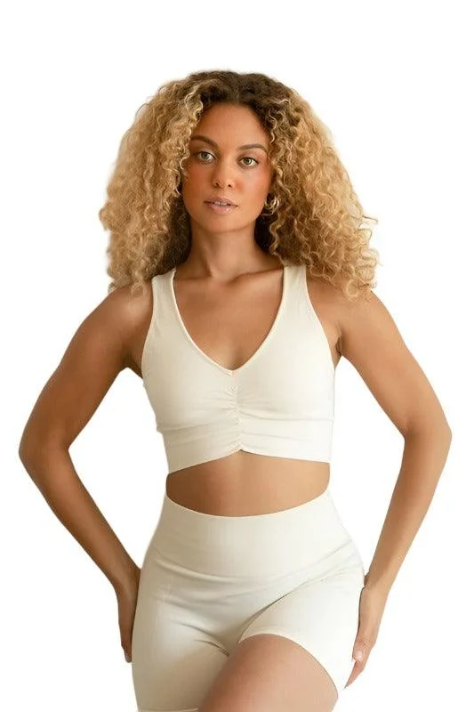 Seamless Ivory Biker Shorts Set