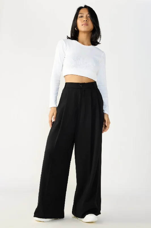 Comfortable Fashion Black Flared Formal Korean Pants