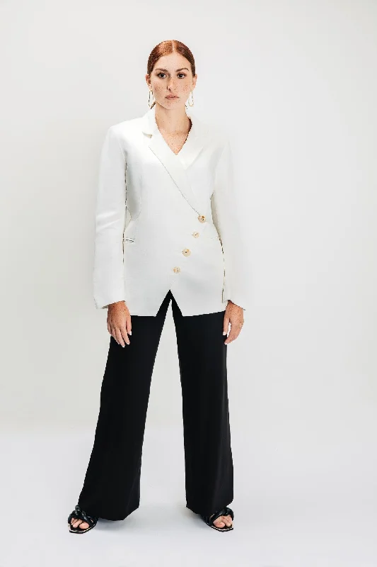 Stella Asymmetric Linen Blazer