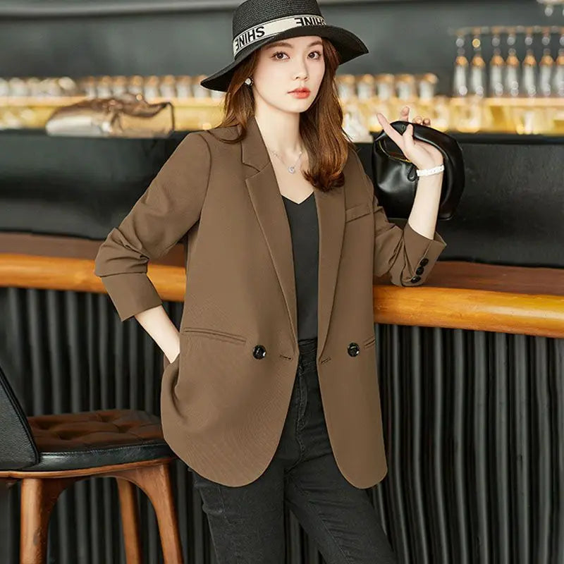 Women's Notched Collar Long Sleeve Single Breasted Casual Blazer