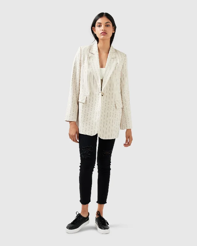 Love & Mercy Striped Blazer - Beige