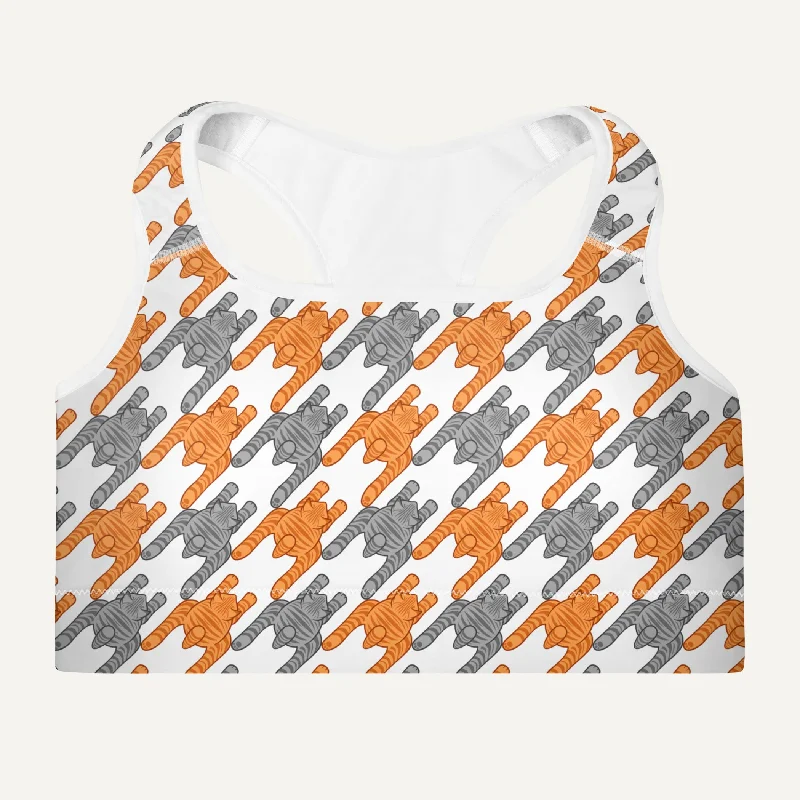 Tabby Cats Houndstooth Padded Sports Bra