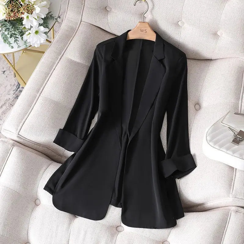 Women's Polyester Notched Collar Long Sleeves Casual Blazer