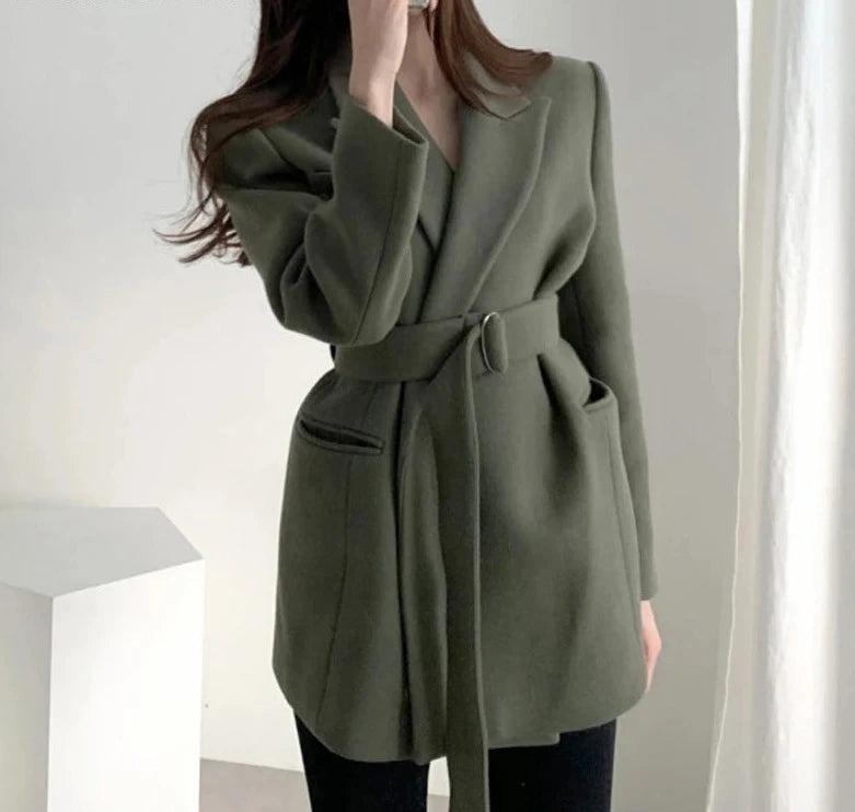 Women's Polyester Notched Collar Long Sleeves Casual Blazer