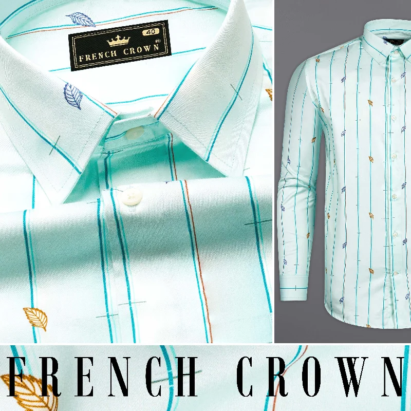 Elegant Design Iceberg Light Green Striped Super Soft Premium Cotton Shirt
