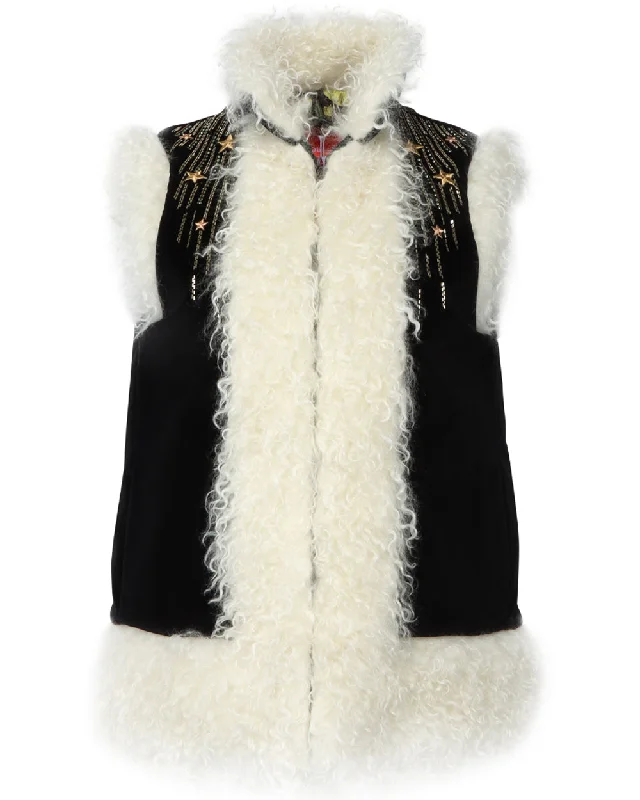 Solid Embroidered Folk Vest