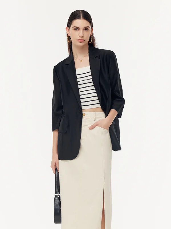 Tencel One Button Women Blazer