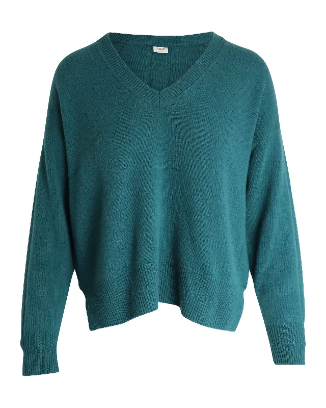 Ba&Sh V-neck Knit Sweater in Green Cashmere