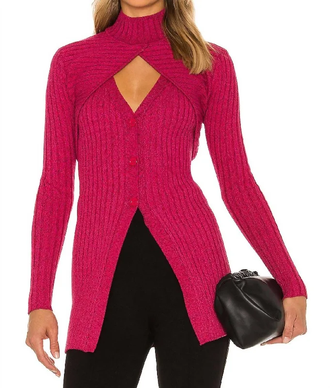 Garner Knit Top In Fuchsia Multi