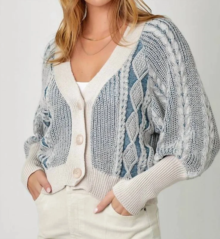 Mixed Cardigan In Blue