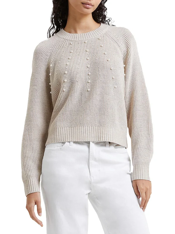 Womens Embellished Crewneck Pullover Sweater