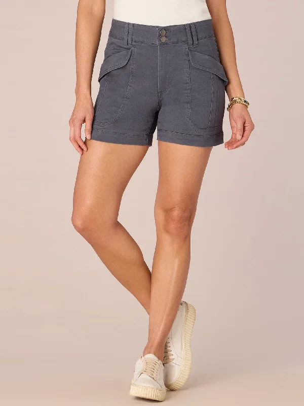 "Ab"solution Petite High Rise Utility Short with Double Button Closure