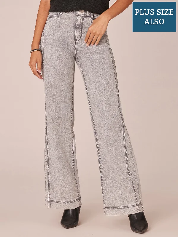 "Ab"solution Skyrise Rhinestone Wide Leg Plus Size Jeans