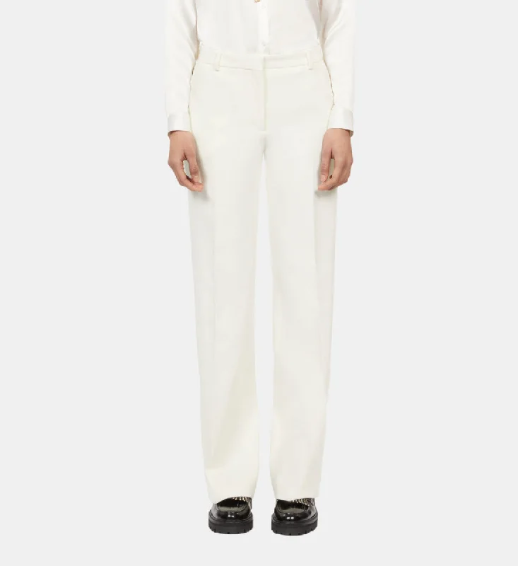 Crepe Suit Trousers Straight Cut