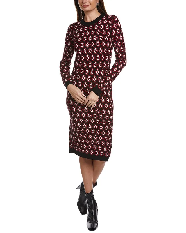 Elie Tahari Jacquard Slim Midi Dress