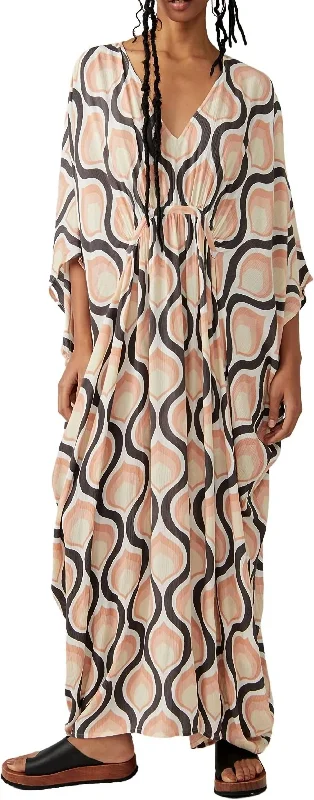 Fashion Style Groovy Baby Maxi Kaftan In Pink Sand