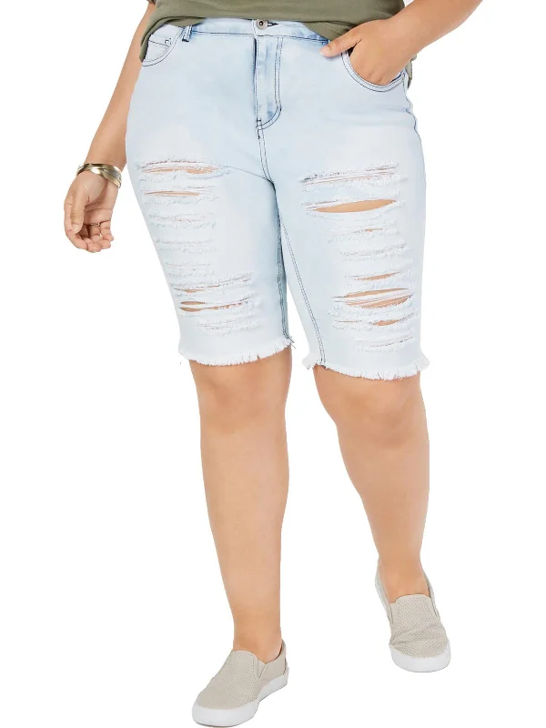 Juniors Womens Plus Denim Bermuda Shorts