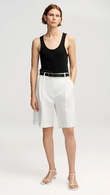 Pleated Shorts in Cotton Twill | Ivory