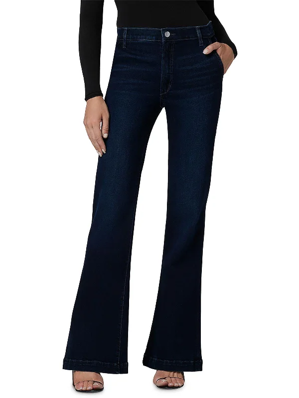 Womens High Rise Trousers Flared Jeans