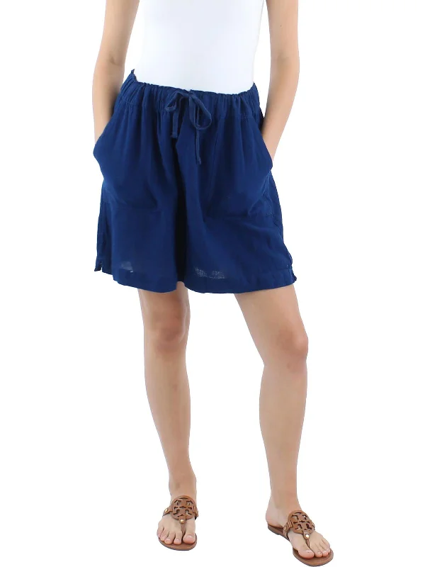 Womens Linen Drawstring Mini Skirt