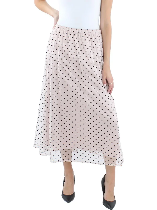 Womens Midi Mesh A-Line Skirt