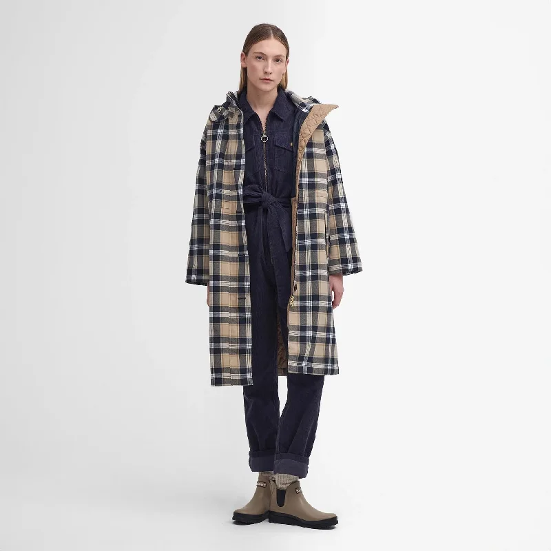 Iris Tartan Waterproof Jacket White Pepper Navy Check