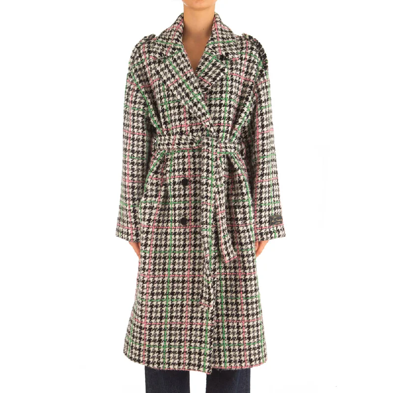 Women's Boucle' Check Pied De Poule Coat Grey