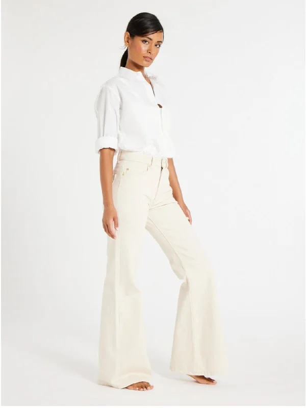 Ashton High Rise Wide Leg Flare Jean - Sand