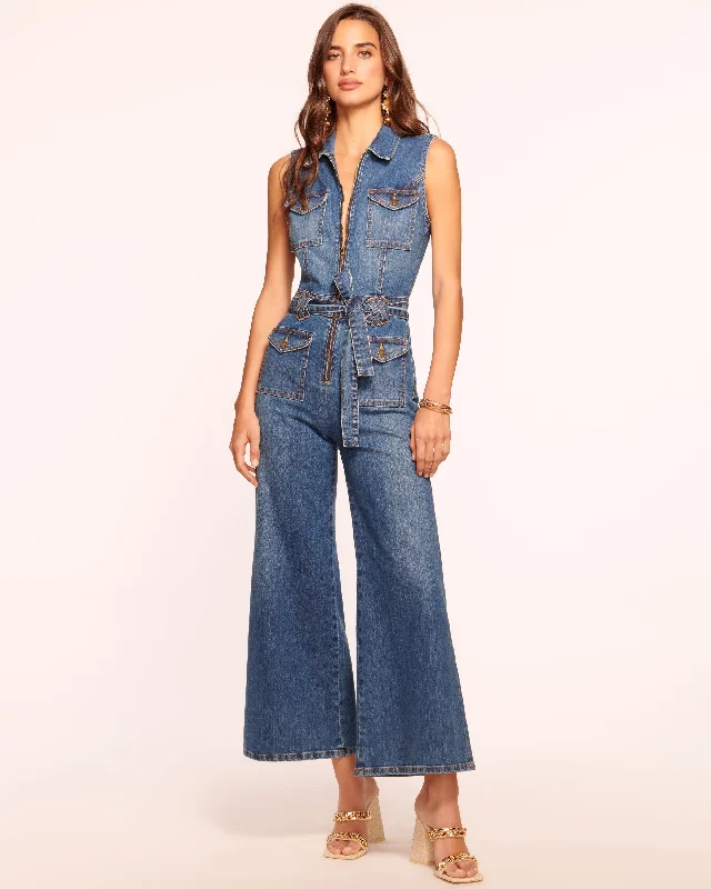 Bell Cropped Denim Jumpsuit