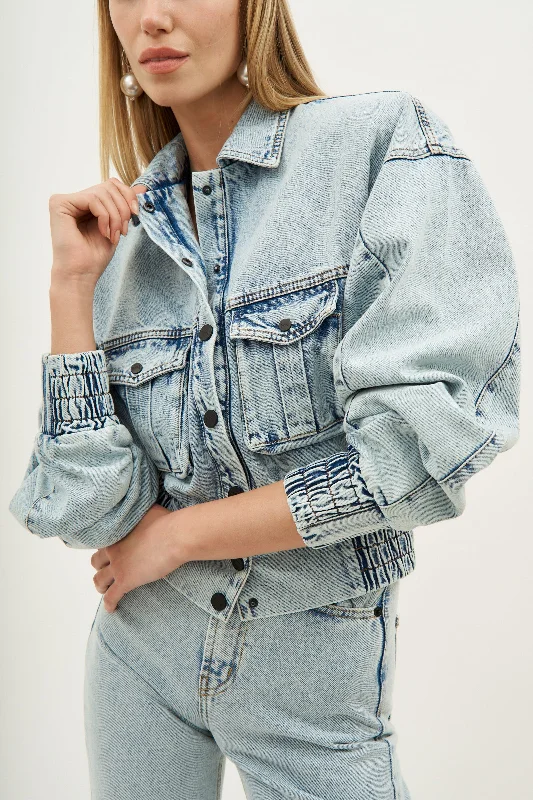 Cannes Blue Denim Bomber Jacket