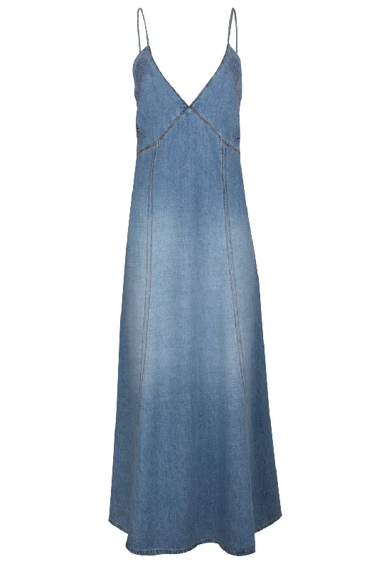 Long Flare Denim Dress