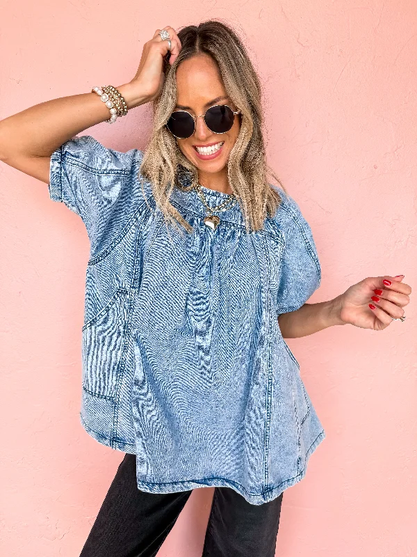 Long Time Coming Washed Denim Tunic